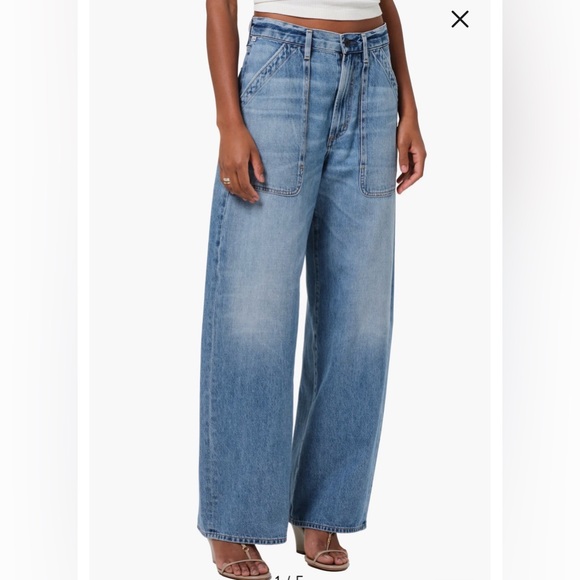 Ayla High Waist Baggy Wide Leg Utility Jeans - Picture 3 of 4